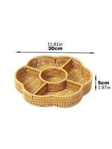 這款現代簡約多功能仿藤編織瀝水籃，可用作桌面展示籃、收納籃、托盤，甚至可作為客廳的麵包籃 - 摩卡棕 - 查看 6
