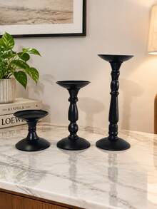 Ins Retro Iron Candle Holder, Roman Column Candlestick, Tabletop Atmosphere Decor Ornament, Vintage Metal Candle Stand For Dining Table Home Decoration - black - View 6