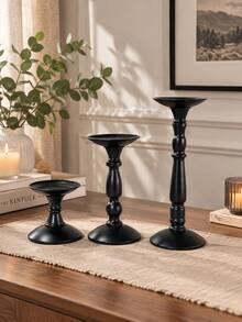 Ins Retro Iron Candle Holder, Roman Column Candlestick, Tabletop Atmosphere Decor Ornament, Vintage Metal Candle Stand For Dining Table Home Decoration - black - View 7