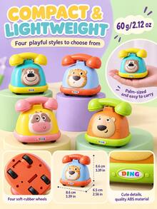 MINKOJA 1Pc Cartoon Animal Toy Telephone – Cute Animal Shapes, Rotating And Rolling Telephone, Early Education Pull-String Toy, Fun Communication Role-Playing Gift, Birthday Present. - Multicolor - View 10