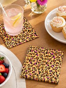 Creative Pink‑Gold Leopard Print Birthday Party Tableware, 1st Birthday Theme Decor Supplies - multicolor - View 6