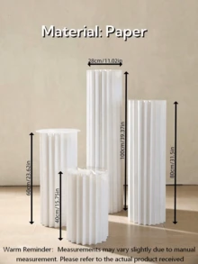 1/3/4pcs Set Cardboard Pedestal Stand, Folding Pillar Stand, Wedding Props, Floor Display Column Stand, Diy Pedestal Box With Round Top Plate Folding Paper Cylinder Column Pedestal Wedding Birthday Cake Flower Stand Rack, Material: Paper, Can Bear - Multicolor - View 2