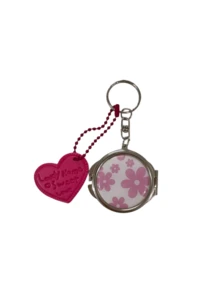 1PC Portable Floral Compact Mirror Keychain, Cute Heart Pendant Foldable Small Makeup Mirror For Bag & Key Decor - Multicolor - View 13