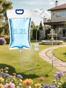 5.2L Large Capacity Plant Watering Equipment, 1 Water Bag, With 1-4 Drippers, Can Water Three Plants At The Same Time, With Adjustable Water Flow Valve, Can Be Used For Different Plants Water Needs, S-Shaped Hook - one size fits all - View 3