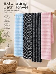 1pc African Net Exfoliating Bath Towel Set, Double Sided Design With Gentle & Rough Texture, Back Shower Scrub Towel, Premium Mesh Material With Convenient Straps, Loofah Bath Sponge For Smoother Skin, Daily Body Exfoliator - Multicolor - View 6