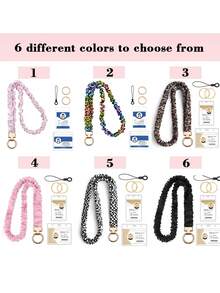1Set Elastic Scrunchie Printed Lanyard Soft Fabric Comfortable Wearable ID Badge Holder With Keychain Phone Strap For Teacher Student Nurse Outdoor Commute Versatile Daily Accessory - one size fits all - View 7