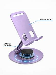 Teckwe 360° Metal Phone Stand – Portable Desktop Phone Holder – Foldable & Rotatable Stand - Purple - View 9
