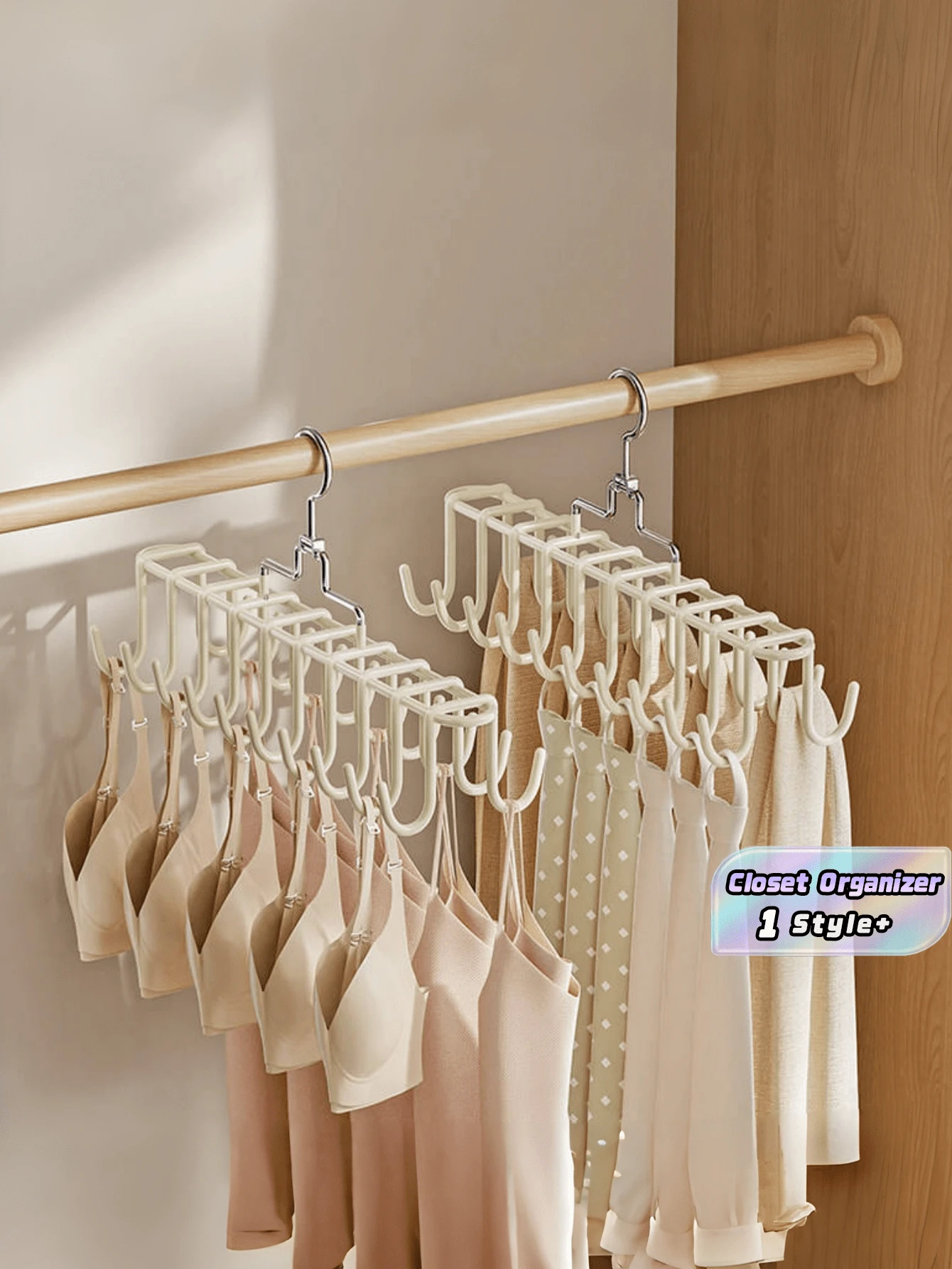No Crease Hanger Rotating Hook Multi-Functional Camisole Scarf Belt Organizer Space-Saving Closet Storage Rack For Tank Top Bra Tie Pants Home Wardrobe Dormitory Laundry Room Essentials - View 1