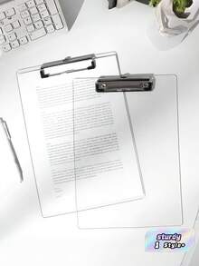 Transparent Board Clip, Ins Style Clear Thickened Hardened Writing Board, Restaurant Menu Holder, Writing Pad, File Folder - Clear - View 1