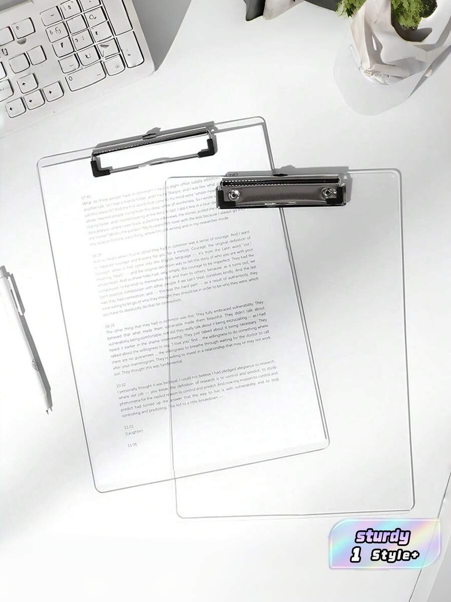 Transparent Board Clip, Ins Style Clear Thickened Hardened Writing Board, Restaurant Menu Holder, Writing Pad, File Folder - Clear - View 1