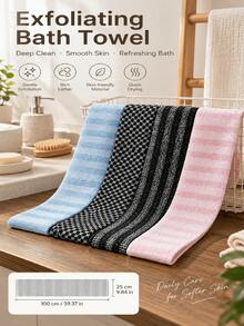 1pc African Net Exfoliating Bath Towel Set, Double Sided Design With Gentle & Rough Texture, Back Shower Scrub Towel, Premium Mesh Material With Convenient Straps, Loofah Bath Sponge For Smoother Skin, Daily Body Exfoliator - Multicolor - View 2