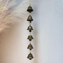 1pc Metal Wind Chime, Iron Pendant With Decorative Chain, Suitable For Outdoor Garden Decor, Home & Outdoor Decoration | Rustic Style | Handcrafted Details, Outdoor Wind Chime Decoration For Yard And Wall - Bronze - View 5