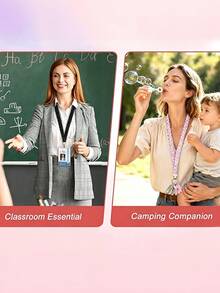 1Set Elastic Scrunchie Printed Lanyard Soft Fabric Comfortable Wearable ID Badge Holder With Keychain Phone Strap For Teacher Student Nurse Outdoor Commute Versatile Daily Accessory - one size fits all - View 5