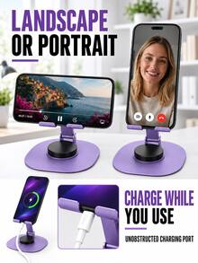 Teckwe 360° Metal Phone Stand – Portable Desktop Phone Holder – Foldable & Rotatable Stand - Purple - View 4