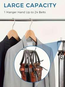 1PC 2PCS Rotating Belt Hanger - Wooden Base With Stainless Steel Hooks Multi Functional Wardrobe Organizer For Belts Ties Scarves Bras Space Saving Storage Rack Modern Closet Accessory - View 5