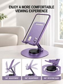 Teckwe 360° Metal Phone Stand – Portable Desktop Phone Holder – Foldable & Rotatable Stand - Purple - View 10