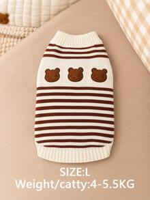 PETSIN Cat/Dog Pet Winter Striped Sweater Warm And Cute Knitted Sweater Knitted Sweater Super Cute Bear Pattern - Multicolor - View 12