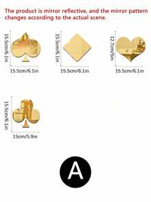 1pc Popular Poker Card Mirror Wall Sticker, Living Room Bedroom Decoration, Sofa, TV Background Wall Decoration, Three-Dimensional Wall Sticker - one-size - View 5