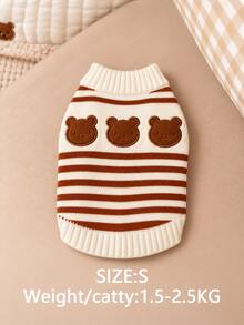 PETSIN Cat/Dog Pet Winter Striped Sweater Warm And Cute Knitted Sweater Knitted Sweater Super Cute Bear Pattern - Multicolor - View 15
