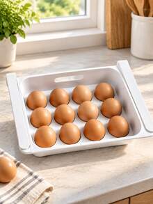1 Drawer‑Type Hanging Fridge Fresh‑Keeping Storage Box - Suitable For Eggs, Fruits And Vegetables - Space‑Saving Kitchen Accessory - White - View 4