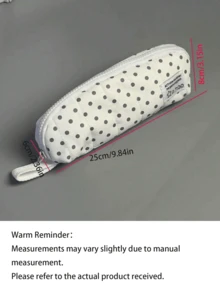 Fluffy Angel Wing Polka Dot Quilted Pencil Case, Style Stationery, Back To School, Pen, Ruler, Eraser All In One Mesh Pouch, School Supplies, Pencil Case - A - View 9