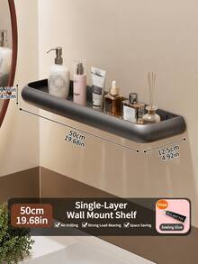 No‑Drill Wall‑Mount Bathroom Storage Shelf, Gunmetal Gray/Cream White High‑Appearance Organizer Rack For Vanity, Washroom And Restroom - Multicolor - View 5