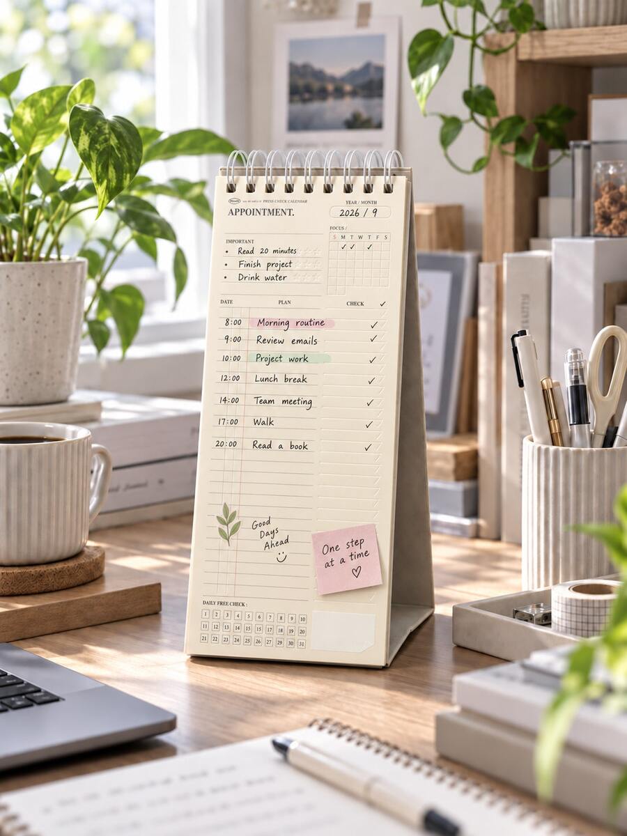 Haus Hana Japanese Korean Minimalist Desk Calendar Style Spiral Planner, Multi-Functional Weekly & Monthly Study Schedule Notebook, Time Management Agenda With To-Do List & Appointment Record, Plan Book For Students School Office Daily Planning - multicolor - View 1