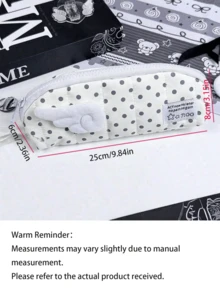 Fluffy Angel Wing Polka Dot Quilted Pencil Case, Style Stationery, Back To School, Pen, Ruler, Eraser All In One Mesh Pouch, School Supplies, Pencil Case - A - View 8