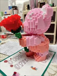 3996pcs Flower Bouquet Bear Building Blocks, Romantic Diy Construction Toy, Collection Model, Home Decor, Birthday Gift, 1 Piece Room Decor - Multicolor - View 4