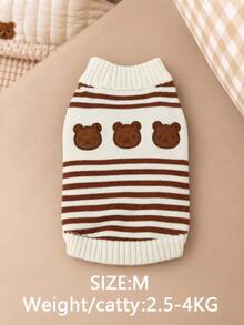 PETSIN Cat/Dog Pet Winter Striped Sweater Warm And Cute Knitted Sweater Knitted Sweater Super Cute Bear Pattern - Multicolor - View 9