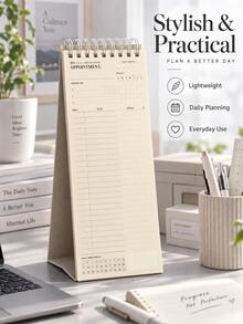 Haus Hana Japanese Korean Minimalist Desk Calendar Style Spiral Planner, Multi-Functional Weekly & Monthly Study Schedule Notebook, Time Management Agenda With To-Do List & Appointment Record, Plan Book For Students School Office Daily Planning - multicolor - View 2