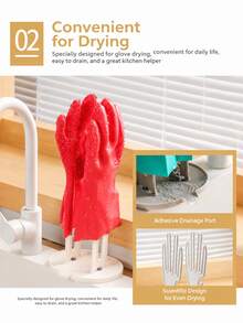 Kitchen Glove Drying Rack, No-Drill Wall-Mounted Glove Storage Rack, Desktop Vertical Design, Easy Access - Multicolor - View 7