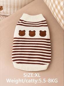 PETSIN Cat/Dog Pet Winter Striped Sweater Warm And Cute Knitted Sweater Knitted Sweater Super Cute Bear Pattern - Multicolor - View 17