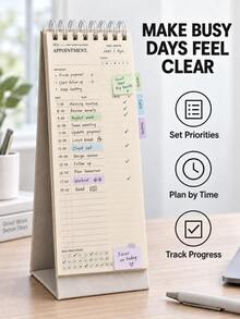 Haus Hana Japanese Korean Minimalist Desk Calendar Style Spiral Planner, Multi-Functional Weekly & Monthly Study Schedule Notebook, Time Management Agenda With To-Do List & Appointment Record, Plan Book For Students School Office Daily Planning - multicolor - View 5