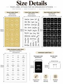 Haus Hana Spice Jar Labels, Self-Adhesive Seasoning Stickers, Minimalist Kitchen Pantry Labels For Spice Containers, Jars & Food Storage, Kitchen Organization Accessories For Home, Cooking & Daily Use - Multicolor - View 3