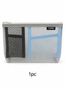Haus Hana حقيبة تخزين شبكية متعددة الجيوب مع سحاب، حقيبة تخزين شبكية بألوان متباينة، حقيبة تخزين بسحاب لتخزين البيانات، تخزين القرطاسية للطلاب، مادة شبكية قابلة للتنفس ومقاومة للرطوبة لحماية القرطاسية، تخزين متعدد الجيوب - متعدد الألوان - مشاهدة 15