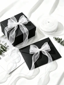White Chiffon Sheer Ribbon For Gift Wrapping Wedding Bouquet DIY Crafts Home Decor Party Supplies Elegant Packaging Satin Glossy Translucent Luxe Bow Material Sash Wedding Decor Gift Wrap Ribbon Holiday Wrapping Party Favor Decor Bow Making Supplies - White - View 3