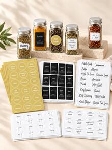 Haus Hana Spice Jar Labels, Self-Adhesive Seasoning Stickers, Minimalist Kitchen Pantry Labels For Spice Containers, Jars & Food Storage, Kitchen Organization Accessories For Home, Cooking & Daily Use - Multicolor - View 1