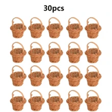 1/5/10/20/30pcs Mini Woven Rattan Decorative Baskets, Decorative Photo Props Small Woven Rattan Handheld Baskets, Rustic Style Furniture Decoration Baskets, Dollhouse Accessories, Diy Projects - Multicolor - View 18