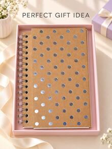 Haus Hana Style Polka‑Dot Silver Foil Spiral Notebook. Compact Portable ...