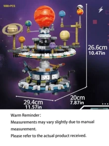 1000+ Pcs Small Building Blocks, Solar System Rotating Platform Model, Technological Gear Planets Rotation, Educational Toy, Birthday/Christmas Gift - Mini Building Blocks - View 7