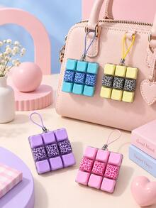 MINKOJA 1pc Fidget Keyboard Keychain, Leopard Print Clicker Fidget Toy, 9-Key Portable Stress Relief Toy, Cute Bag Charm Pendant, Anti-Anxiety Sensory Toy For Adults Kids - Multicolor - View 2