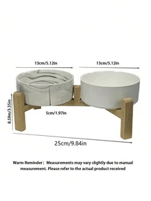 Elevated Cat Bowl, Ceramic Dog Bowl, Suitable For Small And Medium‑Sized Dogs, Food And Water Bowl With Stand, Weighted Pet Feeding Bowl, Ceramic Dog Bowl, Marble. - Multicolor - View 2