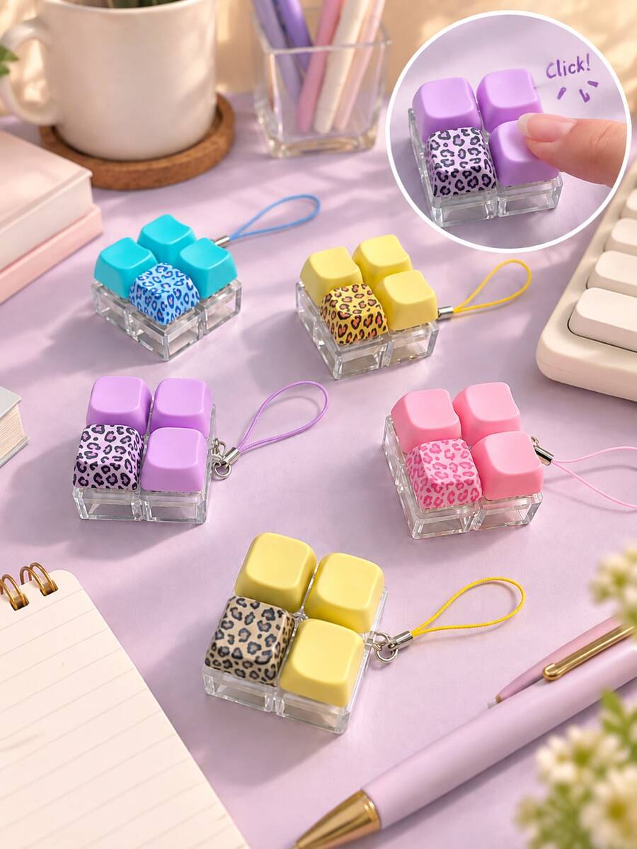 POKOJA LAND 1Pc Relaxation Fingertip Toy, Designed In A Keyboard Shape, Can Effectively Relieve Stress. It Comes In Bright Colors. The Appearance, Color And Design Are All Very Attractive, Making It An Ideal Choice As A Party Gift. - Multicolor - View 1