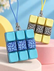 MINKOJA 1pc Fidget Keyboard Keychain, Leopard Print Clicker Fidget Toy, 9-Key Portable Stress Relief Toy, Cute Bag Charm Pendant, Anti-Anxiety Sensory Toy For Adults Kids - Multicolor - View 8
