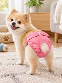 3/1pc Reusable Female Dog Diapers, Washable High Absorbent Puppy Diaper For Heat Cycle Or Excitement Urine Control, Pet Supplies - Dusty Pink - View 9