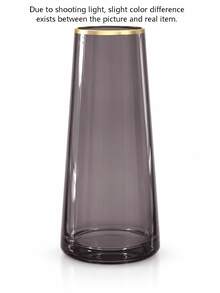 Cirelle 1pc Tapered Glass Vase With Gold Rim, Modern Tabletop Vase, Decorative Floral Container For Fresh And Dried Botanicals, Home Accent For Dining Side Console Table - multicolor - View 12