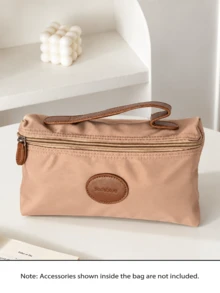 Haus Hana 1PC Retro Simple Nylon Makeup Bag, Handheld Cosmetic Pouch, Large Capacity Zipper Travel Toiletry Organizer, Lightweight Portable Storage Bag For Cosmetics, Ideal For Daily Use, Vacation, Business Trip & Outdoor Activities - Multicolor - View 11
