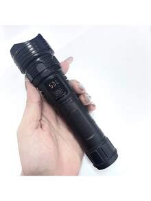 Strong LED Flashlight, Ultra Bright Tactical Light, Emergency Spotlight, Long-Range Zoom Flashlight, Built-In Battery - Black - View 5