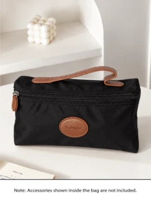 Haus Hana 1PC Retro Simple Nylon Makeup Bag, Handheld Cosmetic Pouch, Large Capacity Zipper Travel Toiletry Organizer, Lightweight Portable Storage Bag For Cosmetics, Ideal For Daily Use, Vacation, Business Trip & Outdoor Activities - Multicolor - View 10